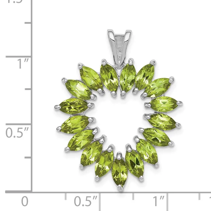 Goldia Necklaces Sterling Silver Rhodium Plated Marquise Peridot Heart Pendant