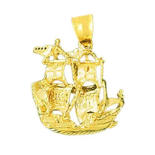 Goldia PreStyled Sets 14K Gold 25MM Sailing Ship Pendant