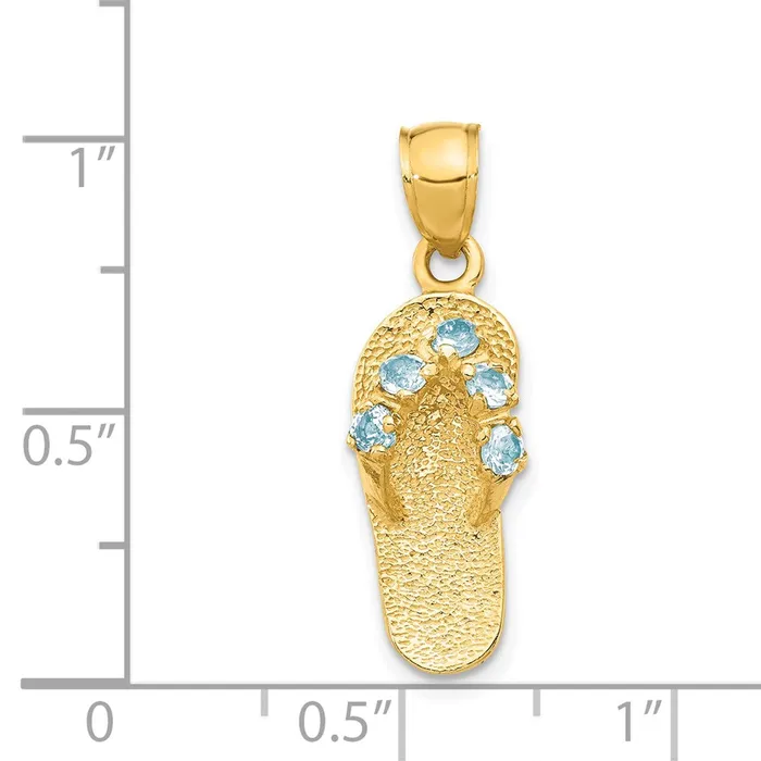 Goldia PreStyled Sets 14k Yellow Gold 3D MarchCZ Birthstone Flip Flop Pendant