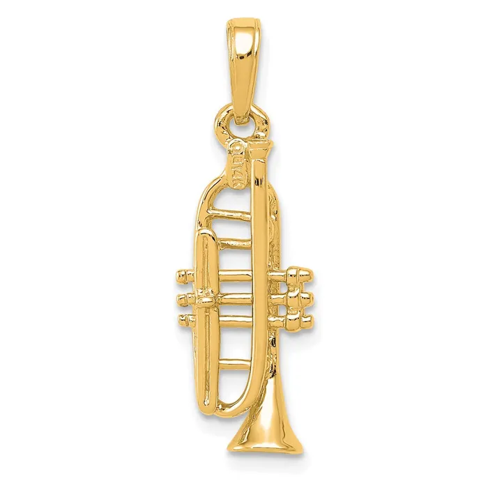 Goldia PreStyled Sets 14k Yellow Gold Solid Polished 3D Trumpet Pendant