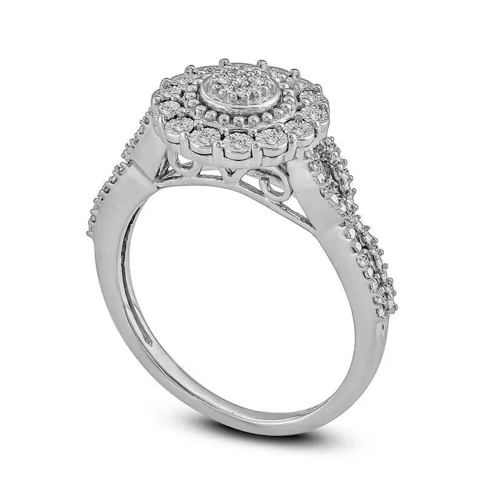 Goldia Rings 010 CT TW Composite Natural Diamond Frame Twist Ring in Sterling Silver Goldia Rings 010 CT TW Composite Natural Diamond Frame Twist Ring in Sterling Silver