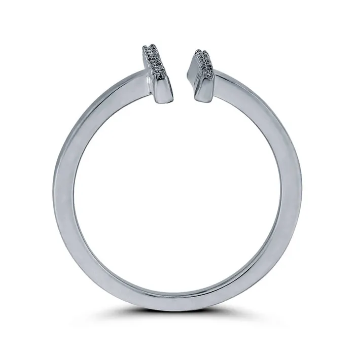 Goldia Rings 010 CT TW Natural Diamond Double Bar Open Ring in Solid 10K White Gold Goldia Rings 010 CT TW Natural Diamond Double Bar Open Ring in Solid 10K White Gold