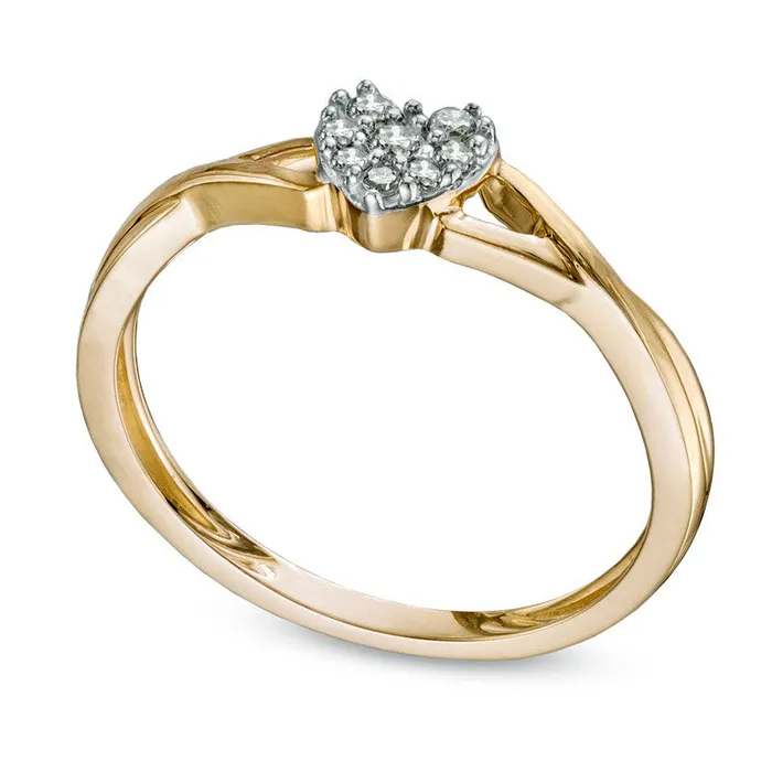 Goldia Rings 010 CT TW Natural Diamond Heart Cluster Ring in Solid 10K Yellow Gold Goldia Rings 010 CT TW Natural Diamond Heart Cluster Ring in Solid 10K Yellow Gold