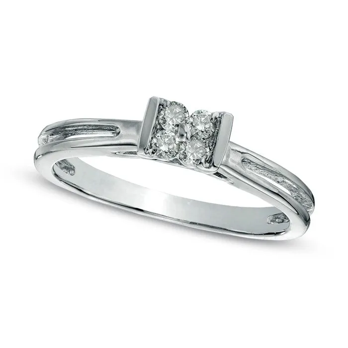Goldia Rings 013 CT TW Quad Natural Diamond Split Shank Promise Ring in Solid 10K White Gold Goldia Rings 013 CT TW Quad Natural Diamond Split Shank Promise Ring in Solid 10K White Gold