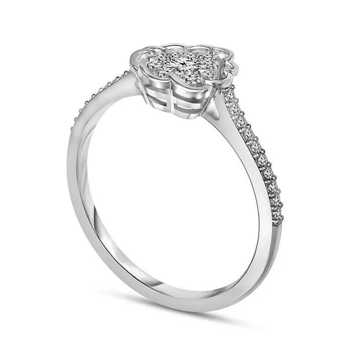 Goldia Rings 020 CT TW Natural Diamond Scallop PearShaped Frame Promise Ring in Solid 10K White Gold Goldia Rings 020 CT TW Natural Diamond Scallop PearShaped Frame Promise Ring in Solid 10K White Gold