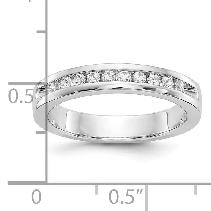 Goldia Rings 020ct CZ Solid Real 14K White Gold 1017mm Stone Ladies Wedding Band Ring