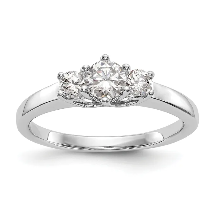 Goldia Rings 020ct CZ Solid Real 14K White Gold 3Stone Engagement Ring