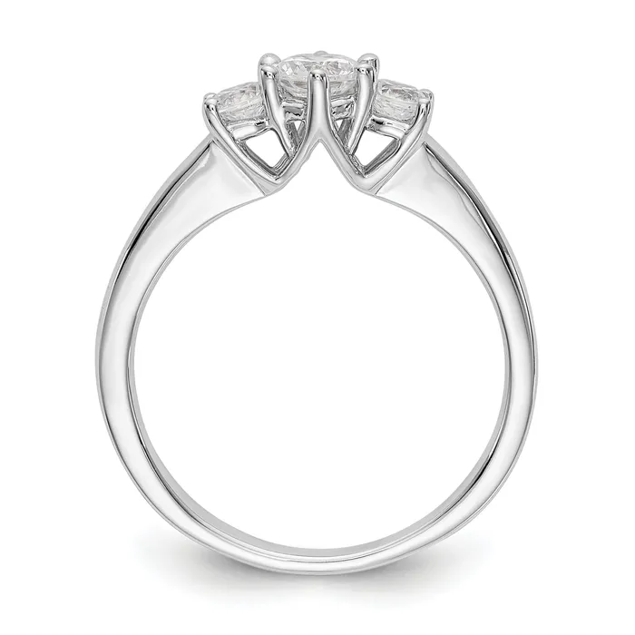 Goldia Rings 020ct CZ Solid Real 14K White Gold 3Stone Engagement Ring