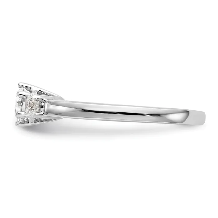 Goldia Rings 020ct CZ Solid Real 14K White Gold 3Stone Engagement Ring