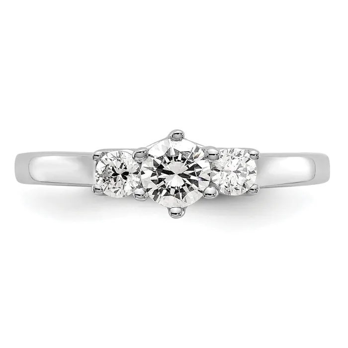 Goldia Rings 020ct CZ Solid Real 14K White Gold 3Stone Engagement Ring
