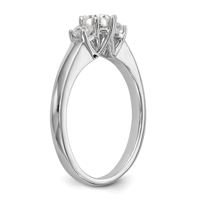Goldia Rings 020ct CZ Solid Real 14K White Gold 3Stone Engagement Ring
