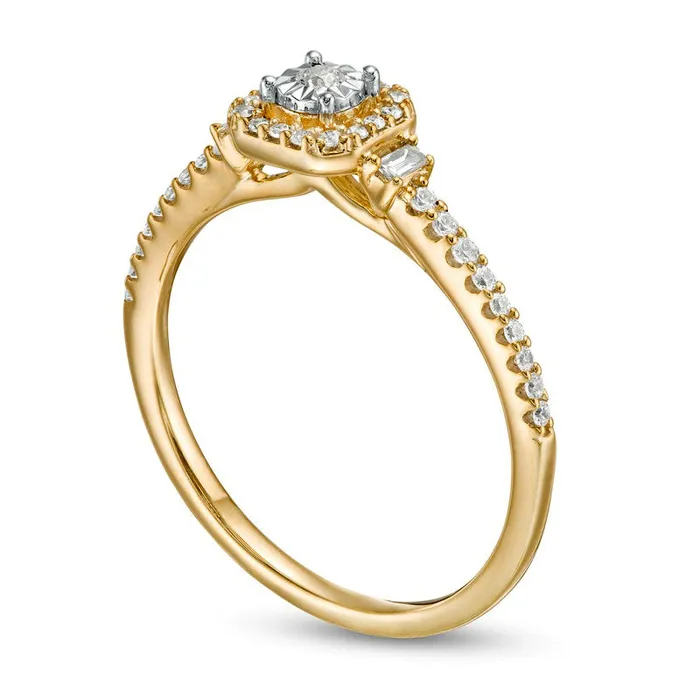 Goldia Rings 025 CT TW Natural Diamond Square Frame Promise Ring with Baguette Sides in Solid 10K Yellow Gold Goldia Rings 025 CT TW Natural Diamond Square Frame Promise Ring with Baguette Sides in Solid 10K Yellow Gold