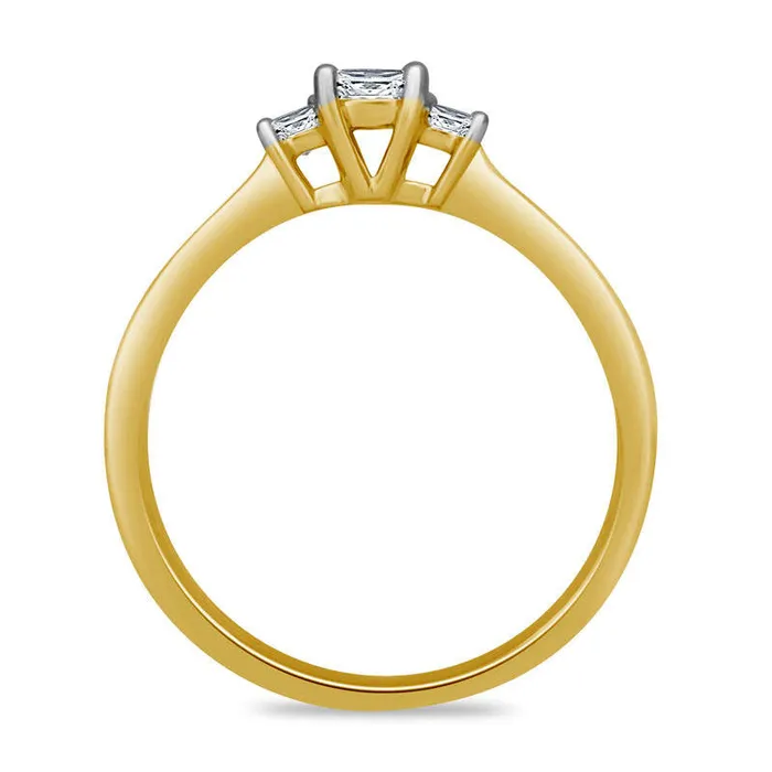 Goldia Rings 025 CT TW PrincessCut Natural Diamond Three Stone Engagement Ring in Solid 10K Yellow Gold Goldia Rings 025 CT TW PrincessCut Natural Diamond Three Stone Engagement Ring in Solid 10K Yellow Gold