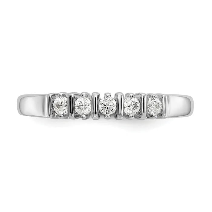 Goldia Rings 025ct CZ Solid Real 14K White Gold 5Stone Wedding Band Ring