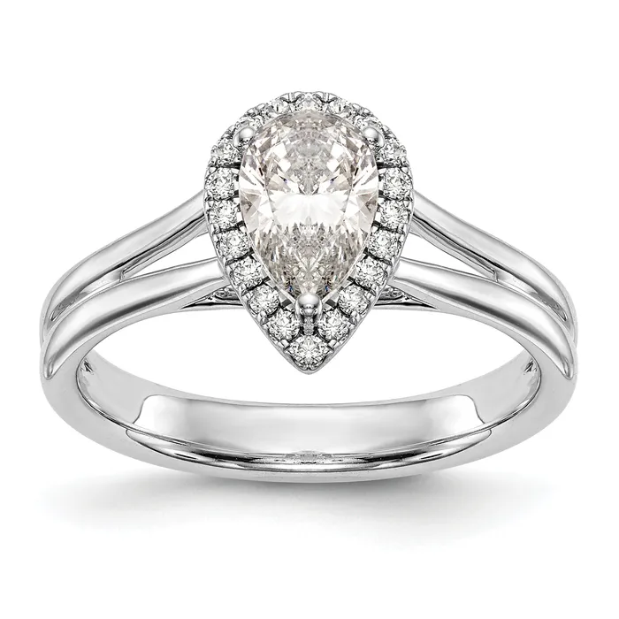 Goldia Rings 025ct CZ Solid Real 14K White Gold Pear Halo Split Shank Engagement Ring Goldia Rings 025ct CZ Solid Real 14K White Gold Pear Halo Split Shank Engagement Ring