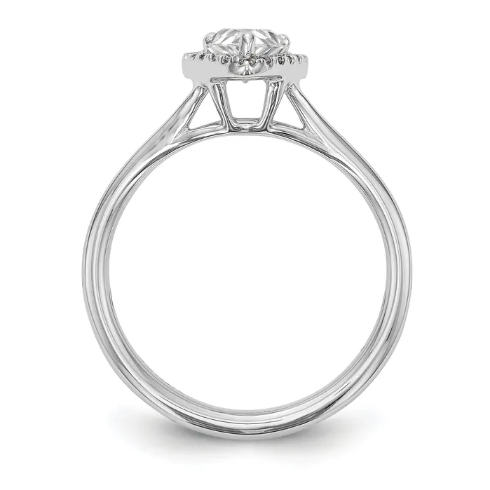 Goldia Rings 025ct CZ Solid Real 14K White Gold Pear Halo Split Shank Engagement Ring