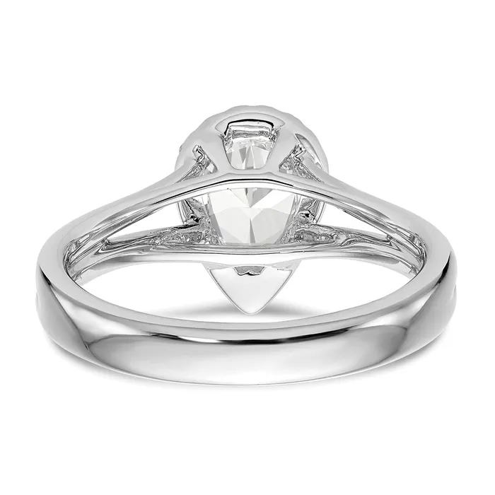 Goldia Rings 025ct CZ Solid Real 14K White Gold Pear Halo Split Shank Engagement Ring