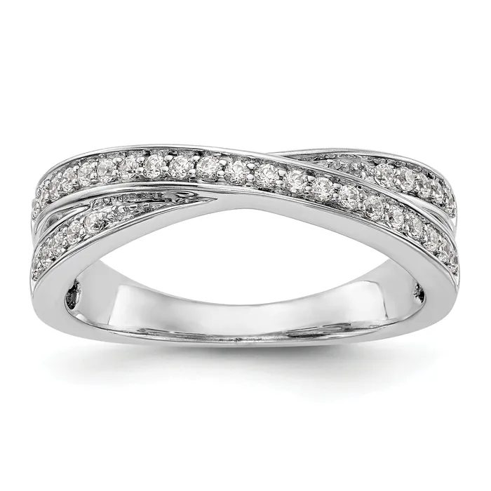 Goldia Rings 025ct CZ Solid Real 14K White Gold Wedding Band Ring
