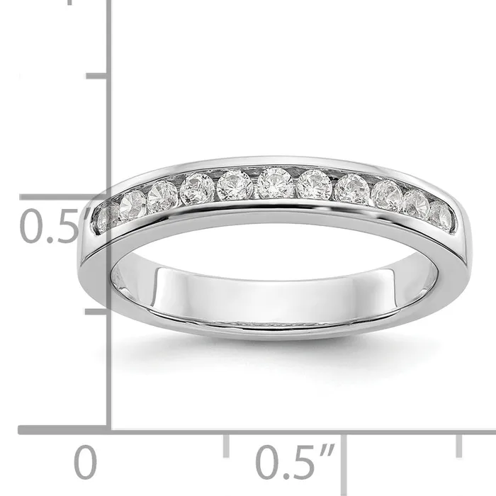 Goldia Rings 031ct CZ Solid Real 14K White Gold 1119mm Stone Channel Wedding Band Ring