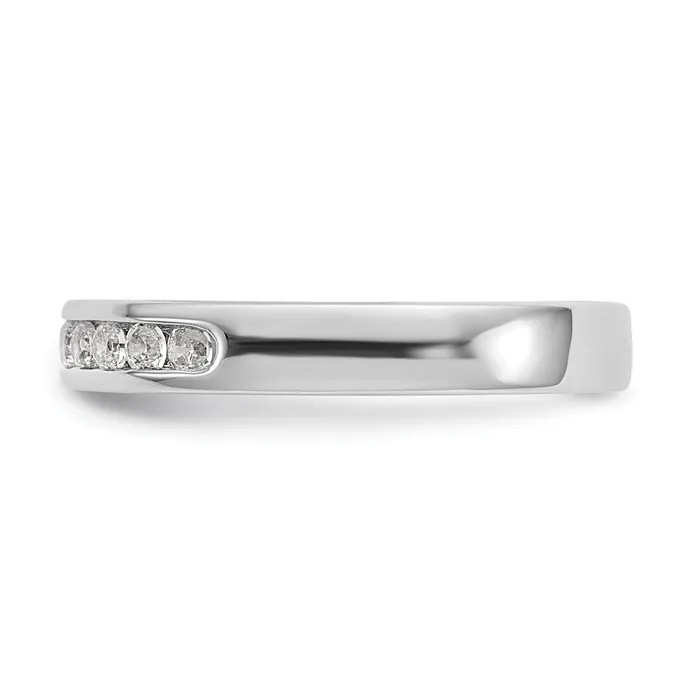 Goldia Rings 031ct CZ Solid Real 14K White Gold 1119mm Stone Channel Wedding Band Ring