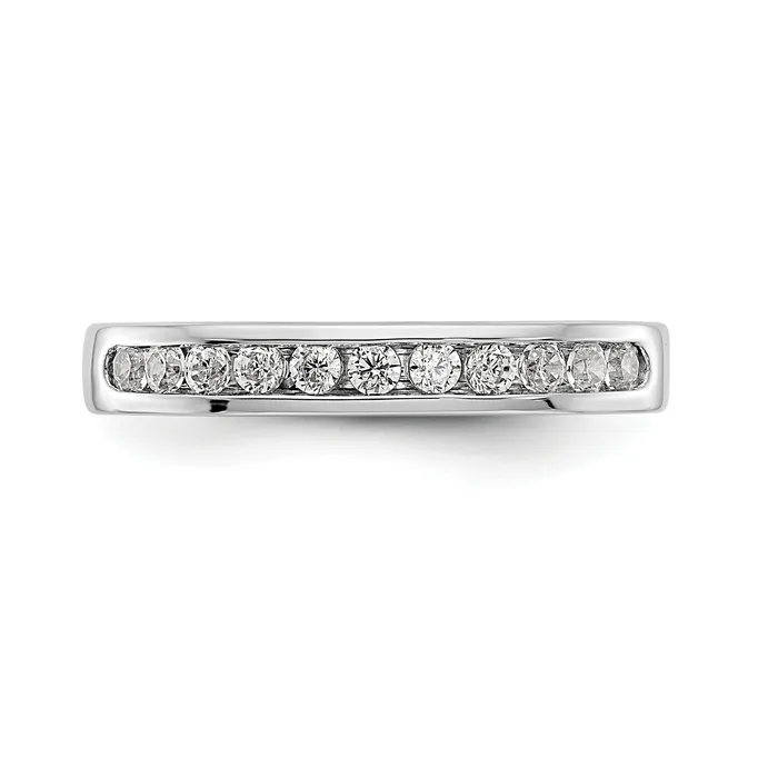 Goldia Rings 031ct CZ Solid Real 14K White Gold 1119mm Stone Channel Wedding Band Ring