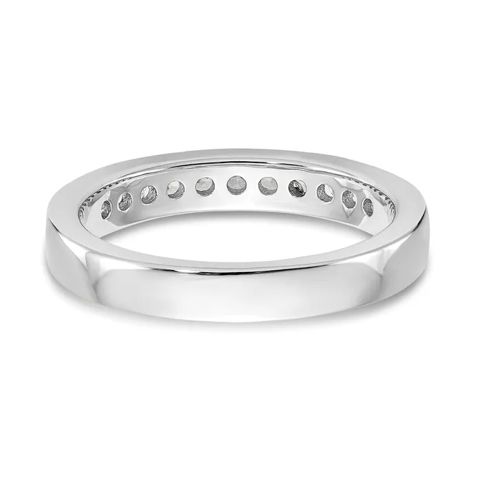 Goldia Rings 031ct CZ Solid Real 14K White Gold 1119mm Stone Channel Wedding Band Ring