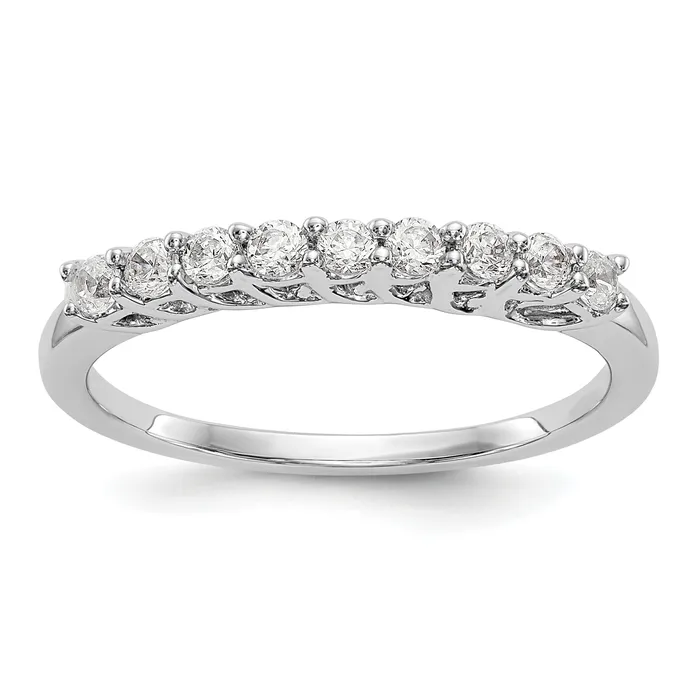 Goldia Rings 031ct CZ Solid Real 14K White Gold 9Stone Wedding Band Ring