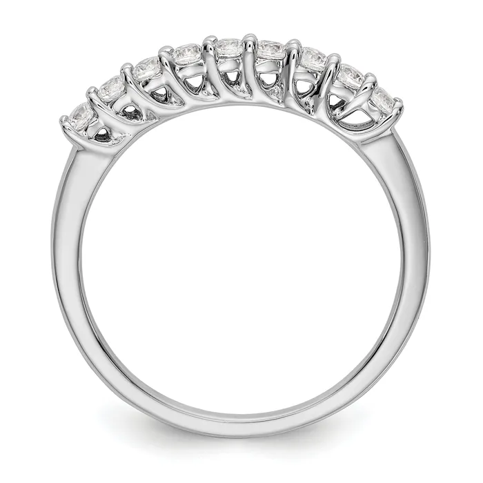 Goldia Rings 031ct CZ Solid Real 14K White Gold 9Stone Wedding Band Ring