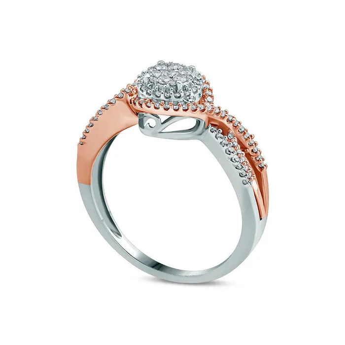 Goldia Rings 033 CT TW Composite Natural Diamond Swirl Frame Split Shank Ring in Solid 10K TwoTone Gold Goldia Rings 033 CT TW Composite Natural Diamond Swirl Frame Split Shank Ring in Solid 10K TwoTone Gold