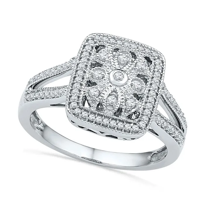 Goldia Rings 033 CT TW Natural Diamond Antique VintageStyle Ring in Sterling Silver Goldia Rings 033 CT TW Natural Diamond Antique VintageStyle Ring in Sterling Silver