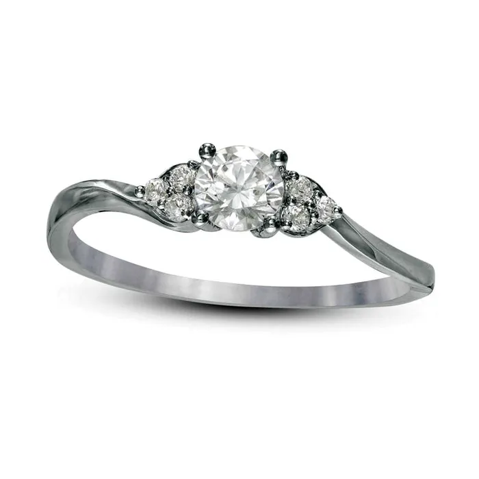 Goldia Rings 033 CT TW Natural Diamond Bypass TriSides Engagement Ring in Solid 10K White Gold Goldia Rings 033 CT TW Natural Diamond Bypass TriSides Engagement Ring in Solid 10K White Gold