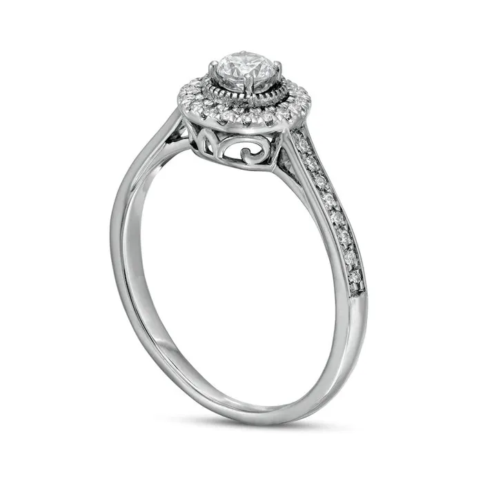 Goldia Rings 033 CT TW Natural Diamond Frame Antique VintageStyle Engagement Ring in Solid 10K White Gold Goldia Rings 033 CT TW Natural Diamond Frame Antique VintageStyle Engagement Ring in Solid 10K White Gold
