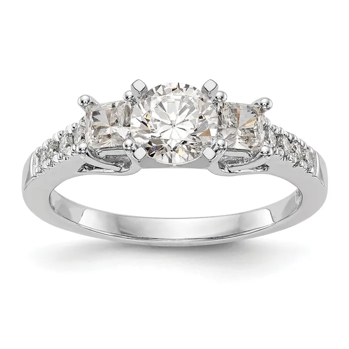 Goldia Rings 033ct CZ Solid Real 14K White Gold 3Stone Peg Set Engagement Ring Goldia Rings 033ct CZ Solid Real 14K White Gold 3Stone Peg Set Engagement Ring