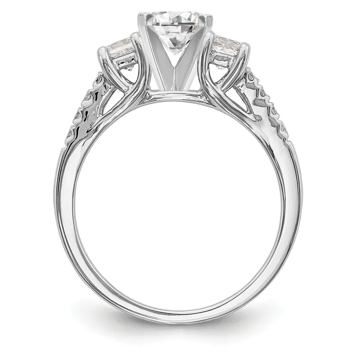 Goldia Rings 033ct CZ Solid Real 14K White Gold 3Stone Peg Set Engagement Ring