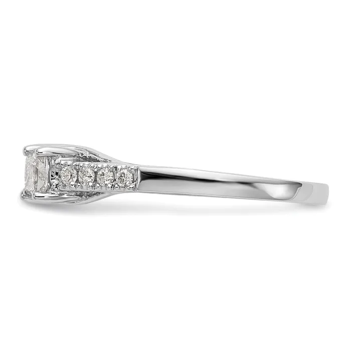 Goldia Rings 033ct CZ Solid Real 14K White Gold 3Stone Peg Set Engagement Ring