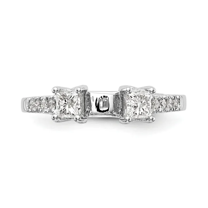 Goldia Rings 033ct CZ Solid Real 14K White Gold 3Stone Peg Set Engagement Ring