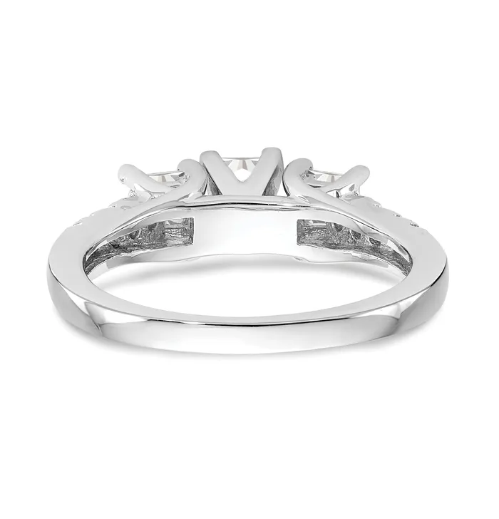 Goldia Rings 033ct CZ Solid Real 14K White Gold 3Stone Peg Set Engagement Ring