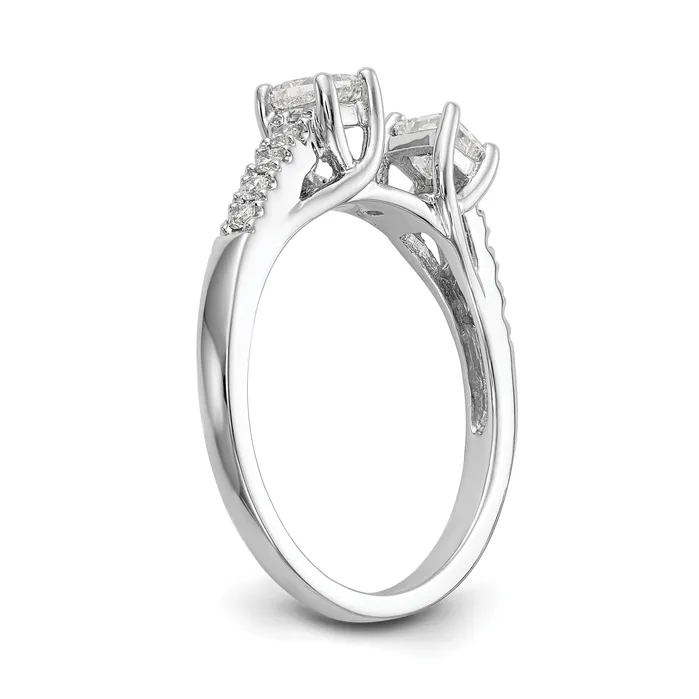 Goldia Rings 033ct CZ Solid Real 14K White Gold 3Stone Peg Set Engagement Ring