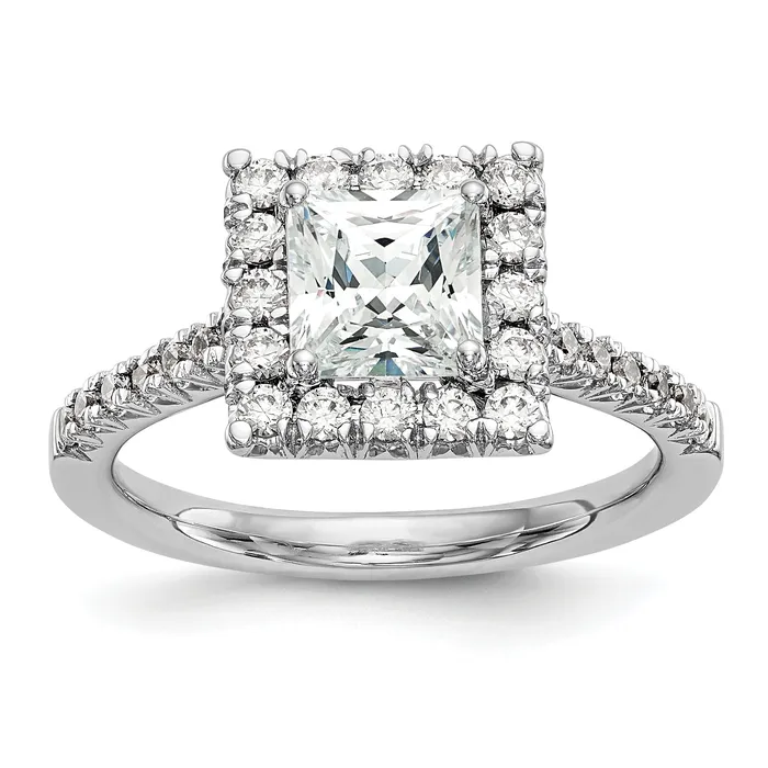 Goldia Rings 037ct CZ Solid Real 14K White Gold Square Halo Engagement Ring Goldia Rings 037ct CZ Solid Real 14K White Gold Square Halo Engagement Ring