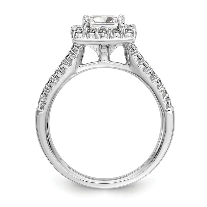 Goldia Rings 037ct CZ Solid Real 14K White Gold Square Halo Engagement Ring