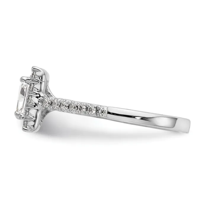 Goldia Rings 037ct CZ Solid Real 14K White Gold Square Halo Engagement Ring