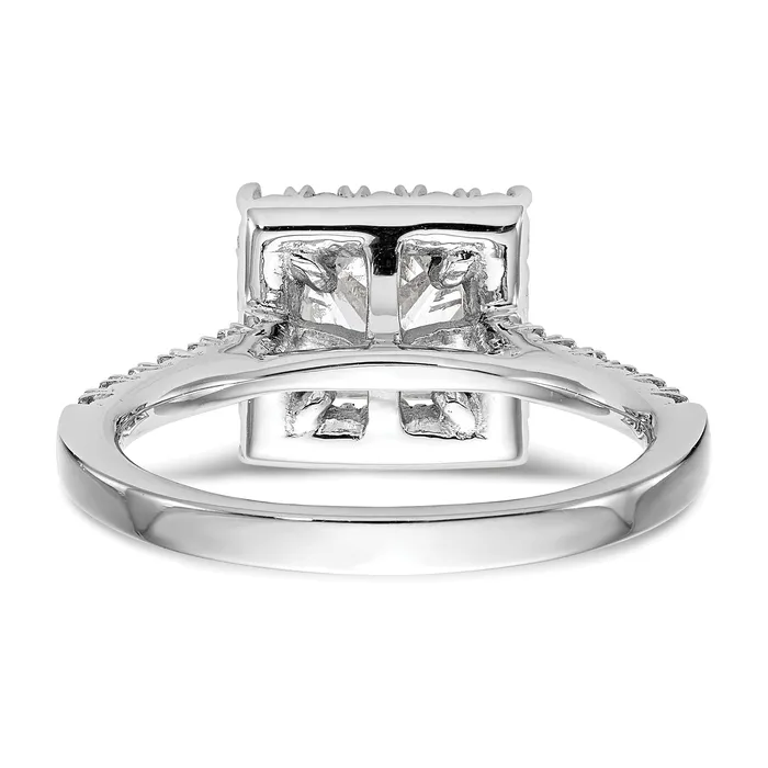 Goldia Rings 037ct CZ Solid Real 14K White Gold Square Halo Engagement Ring