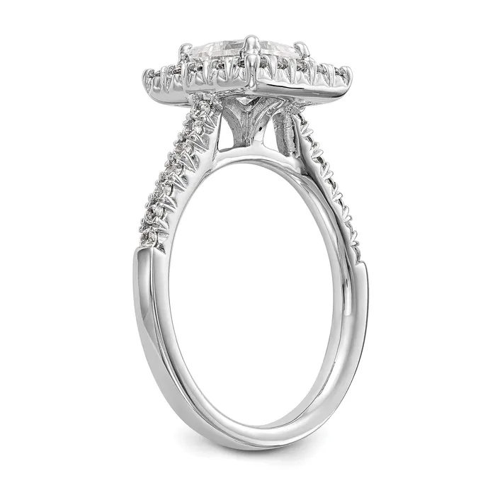 Goldia Rings 037ct CZ Solid Real 14K White Gold Square Halo Engagement Ring