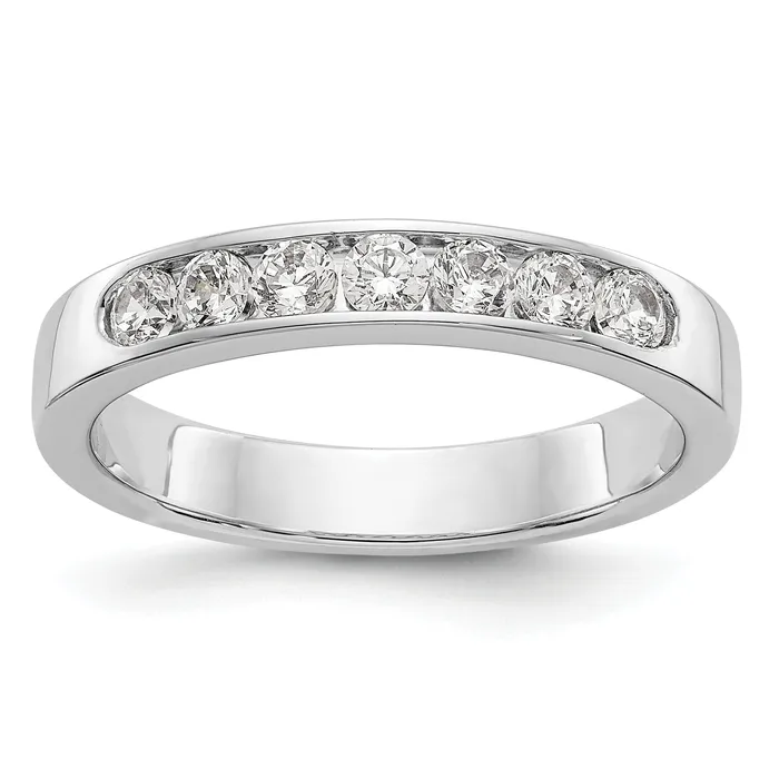 Goldia Rings 041ct CZ Solid Real 14K White Gold 7Stone Channel Wedding Band Ring Goldia Rings 041ct CZ Solid Real 14K White Gold 7Stone Channel Wedding Band Ring
