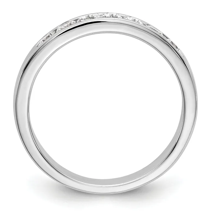 Goldia Rings 041ct CZ Solid Real 14K White Gold 7Stone Channel Wedding Band Ring