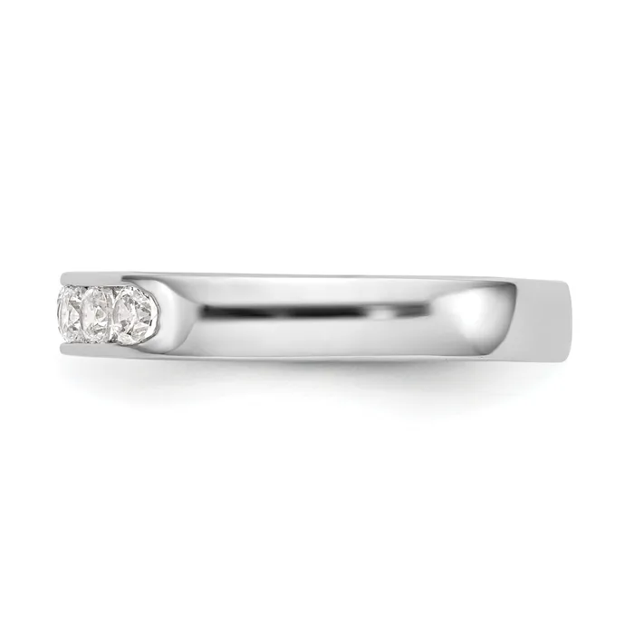 Goldia Rings 041ct CZ Solid Real 14K White Gold 7Stone Channel Wedding Band Ring