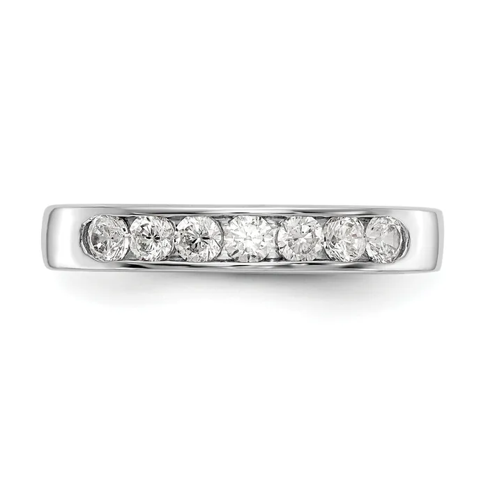 Goldia Rings 041ct CZ Solid Real 14K White Gold 7Stone Channel Wedding Band Ring