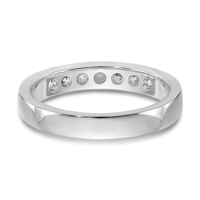 Goldia Rings 041ct CZ Solid Real 14K White Gold 7Stone Channel Wedding Band Ring