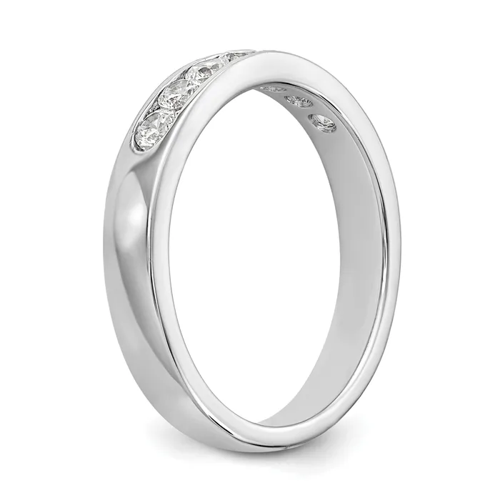 Goldia Rings 041ct CZ Solid Real 14K White Gold 7Stone Channel Wedding Band Ring