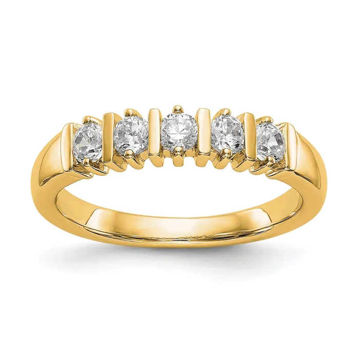 Goldia Rings 047ct CZ Solid Real 14K Yellow Gold 5Stone Wedding Band Ring Goldia Rings 047ct CZ Solid Real 14K Yellow Gold 5Stone Wedding Band Ring
